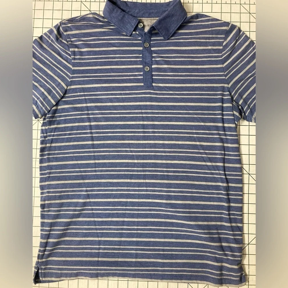Banana Republic Men’s Large Blue/Grey‎ Striped Vintage T Polo Shirt